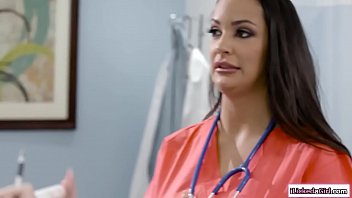 Busty lesbian nurse flirts and then facesits her blonde doctor