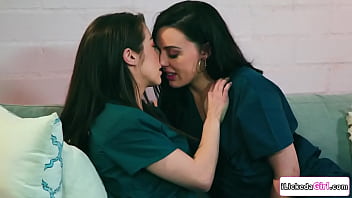 A lesbian nurse licking and fingering her bff co worker